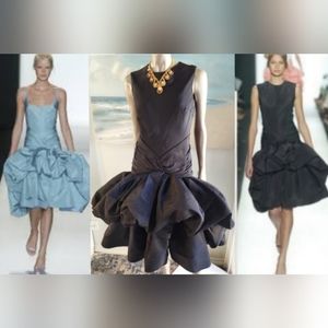 °$5,700 OSCAR DE LA RENTA ICONIC SILK BLACK BUBBLE HEM RUNWAY DRESS US 8